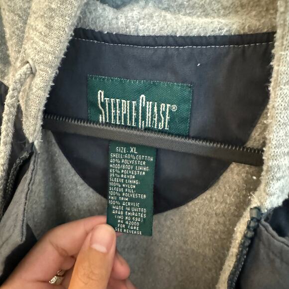 Vintage Faded Hooded Varsity Jacket Fits L 25.5x26.5 - Picture 3 of 6